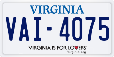 VA license plate VAI4075