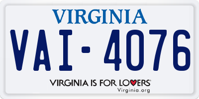 VA license plate VAI4076