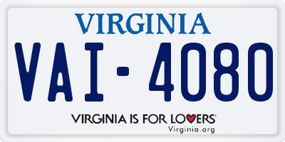VA license plate VAI4080