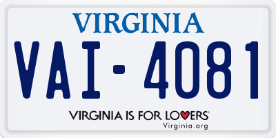 VA license plate VAI4081