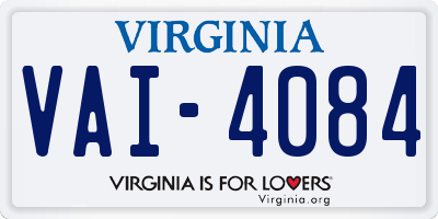 VA license plate VAI4084