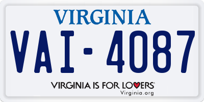 VA license plate VAI4087