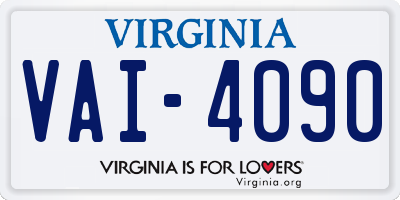 VA license plate VAI4090