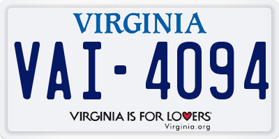 VA license plate VAI4094