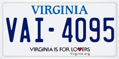 VA license plate VAI4095