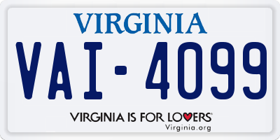 VA license plate VAI4099