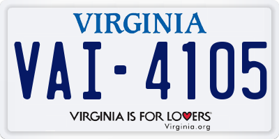 VA license plate VAI4105