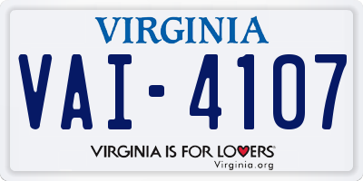 VA license plate VAI4107