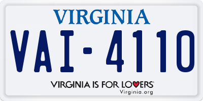 VA license plate VAI4110