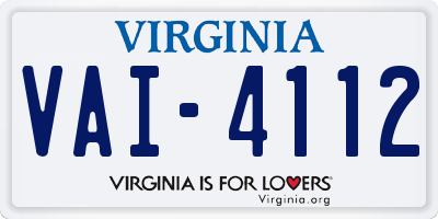 VA license plate VAI4112