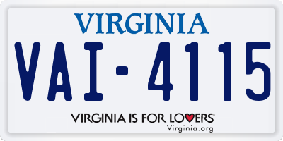 VA license plate VAI4115