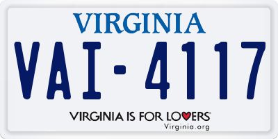 VA license plate VAI4117