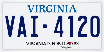 VA license plate VAI4120