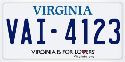 VA license plate VAI4123