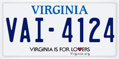 VA license plate VAI4124