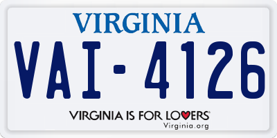 VA license plate VAI4126