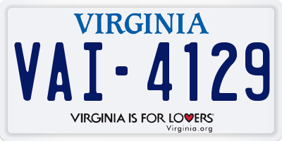 VA license plate VAI4129