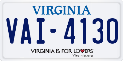VA license plate VAI4130
