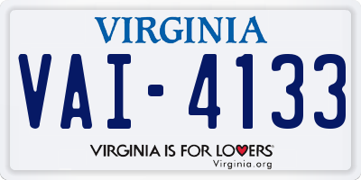 VA license plate VAI4133