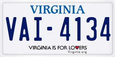 VA license plate VAI4134