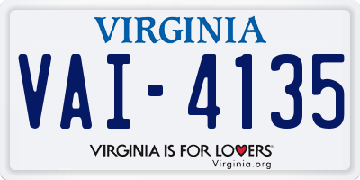 VA license plate VAI4135