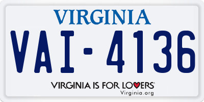 VA license plate VAI4136