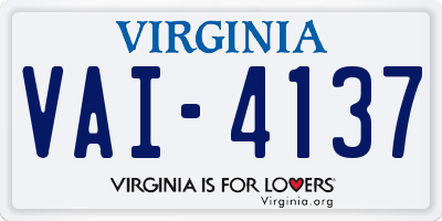 VA license plate VAI4137