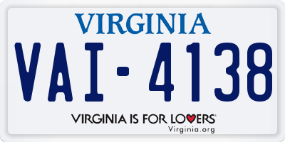 VA license plate VAI4138