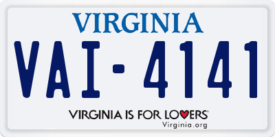 VA license plate VAI4141