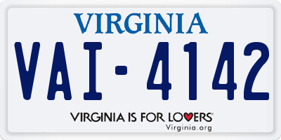 VA license plate VAI4142