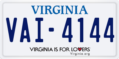 VA license plate VAI4144