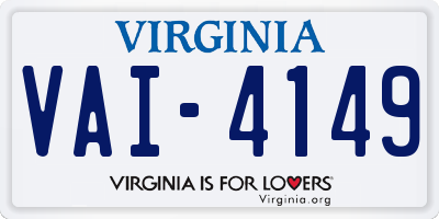 VA license plate VAI4149