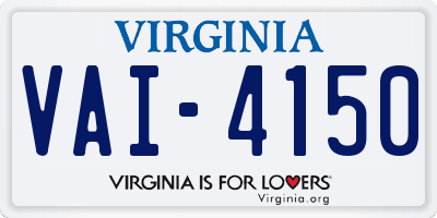 VA license plate VAI4150