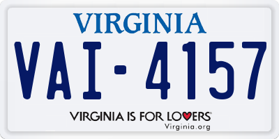 VA license plate VAI4157