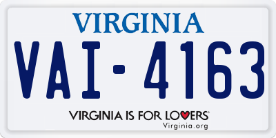 VA license plate VAI4163