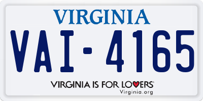 VA license plate VAI4165