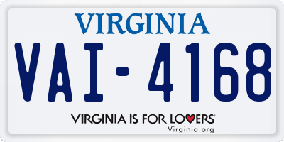 VA license plate VAI4168