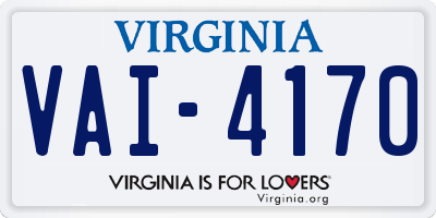 VA license plate VAI4170