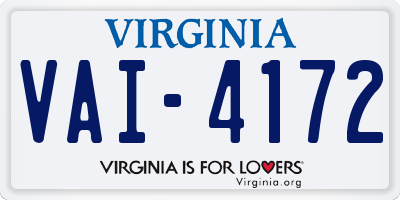 VA license plate VAI4172