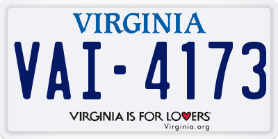 VA license plate VAI4173