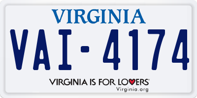 VA license plate VAI4174
