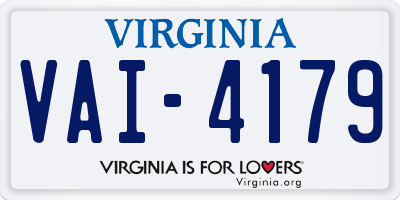 VA license plate VAI4179