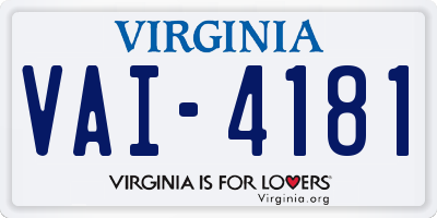VA license plate VAI4181