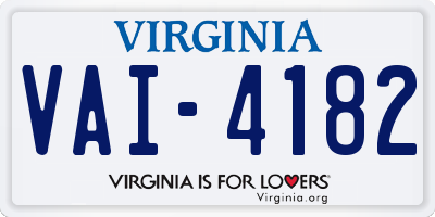 VA license plate VAI4182