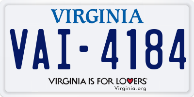 VA license plate VAI4184