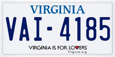 VA license plate VAI4185