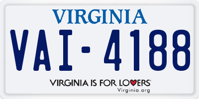 VA license plate VAI4188