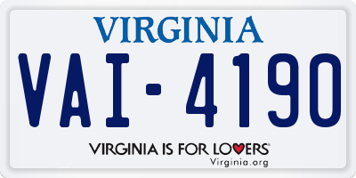 VA license plate VAI4190