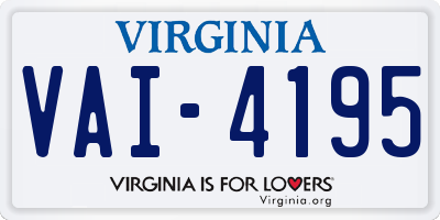 VA license plate VAI4195
