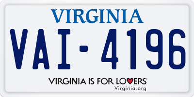 VA license plate VAI4196